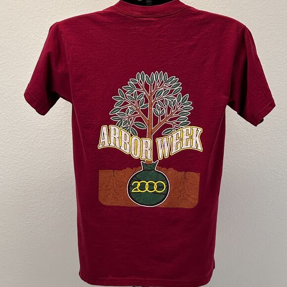 Vintage Y2Ks Arbor Week BP Amoco T Shirt 2000 Arbor Day Gas Trees Red S Small - Picture 3 of 8